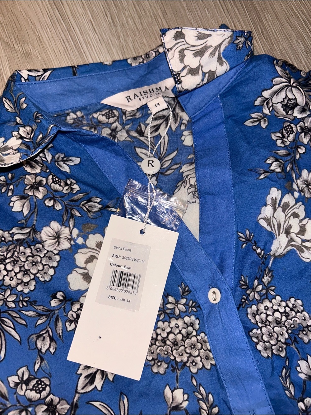 Blue Floral Button-Front Maxi Shirt Dress- no belt - Picture 5 of 7